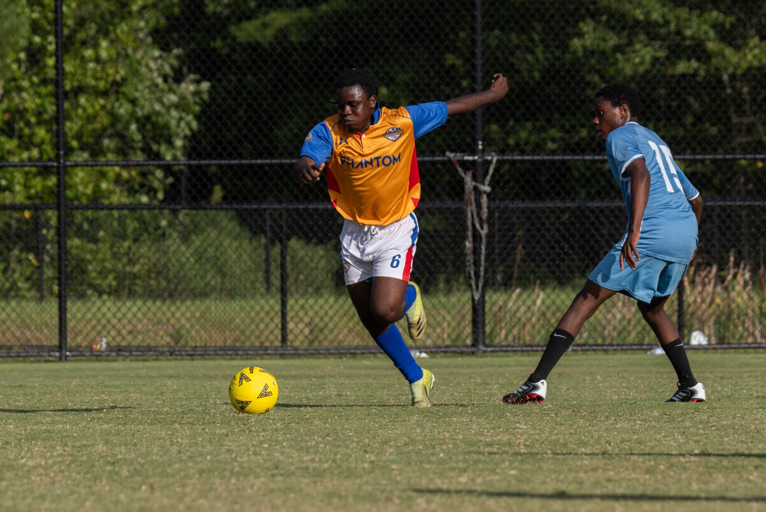 Phantom FC player carrying the ball forward